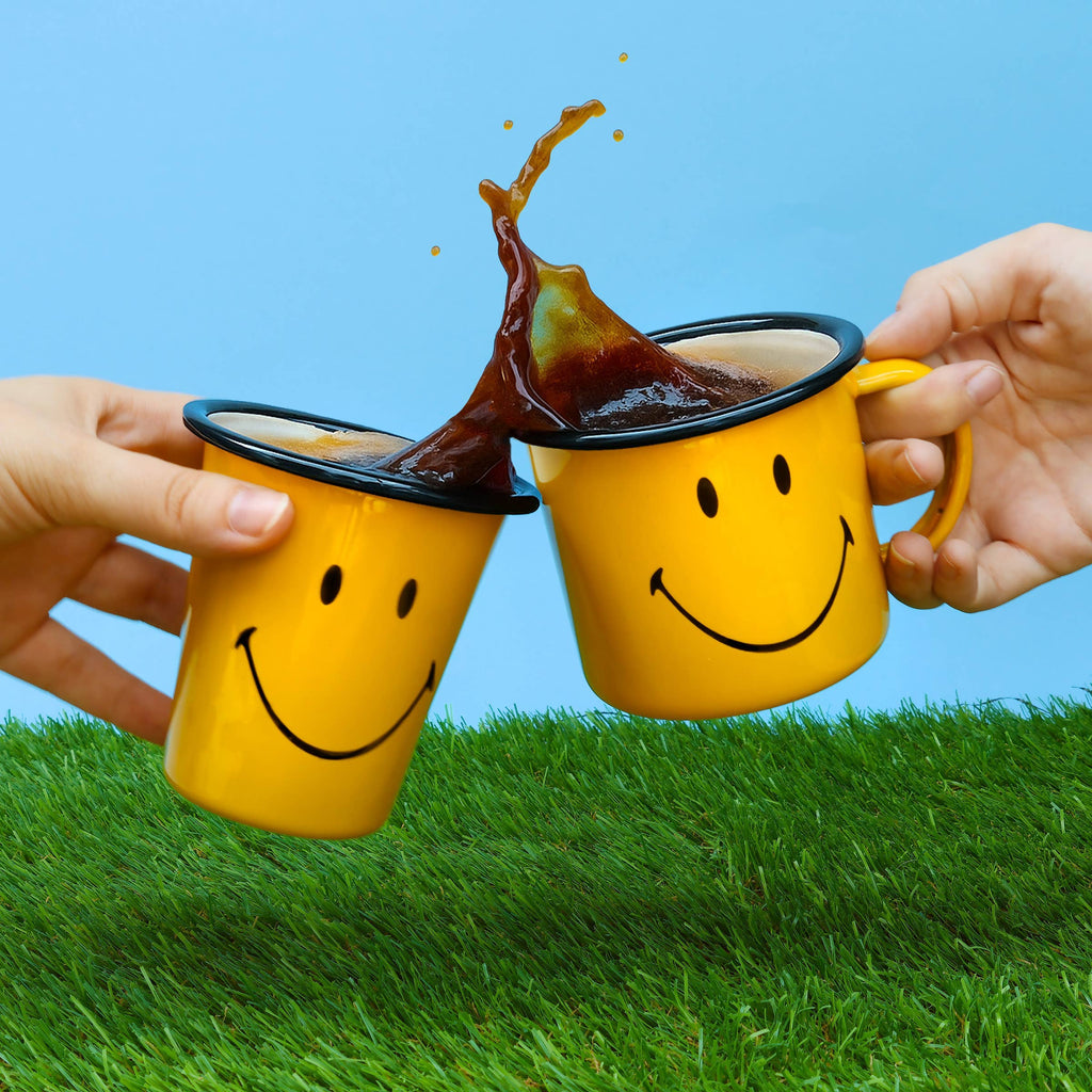 Smiley Enamel Mug - Enamelware for the happy camper
