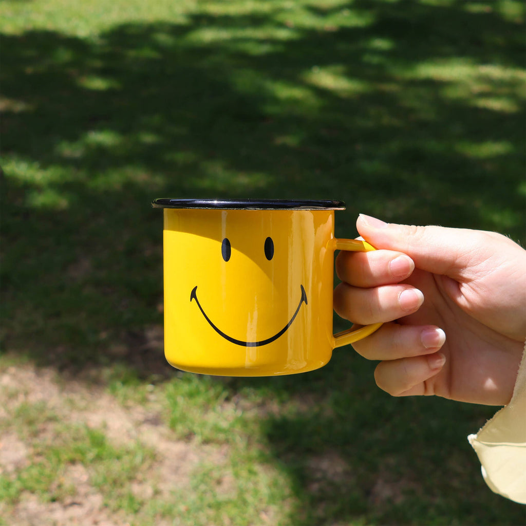 Smiley Enamel Mug - Enamelware for the happy camper