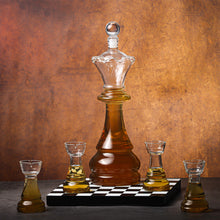 Whiskey Chess Decanter Set with Four Rook Glasses & Board Unique Gift for Men