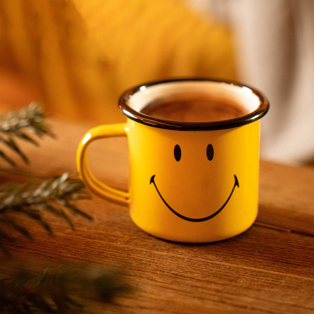 Smiley Enamel Mug - Enamelware for the happy camper
