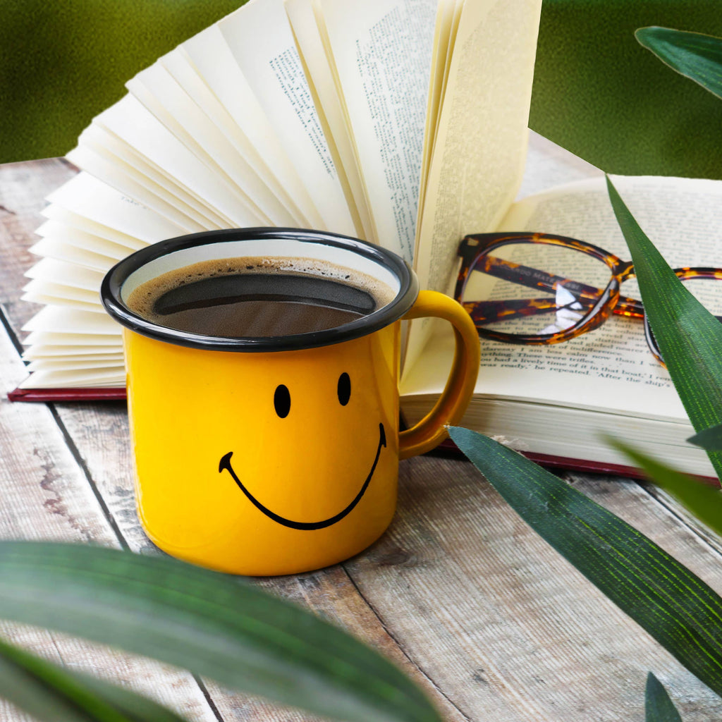 Smiley Enamel Mug - Enamelware for the happy camper