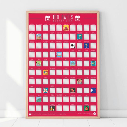 100 Date Bucket List Scratch Off Poster Valentines Birthday Couple Dating Gift - Voloum Store