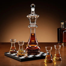 Whiskey Chess Decanter Set with Four Rook Glasses & Board Unique Gift for Men