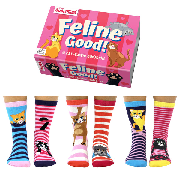 UNITED ODDSOCKS FELINE GOOD SIX CAT ODD SOCKS FOR LADIES