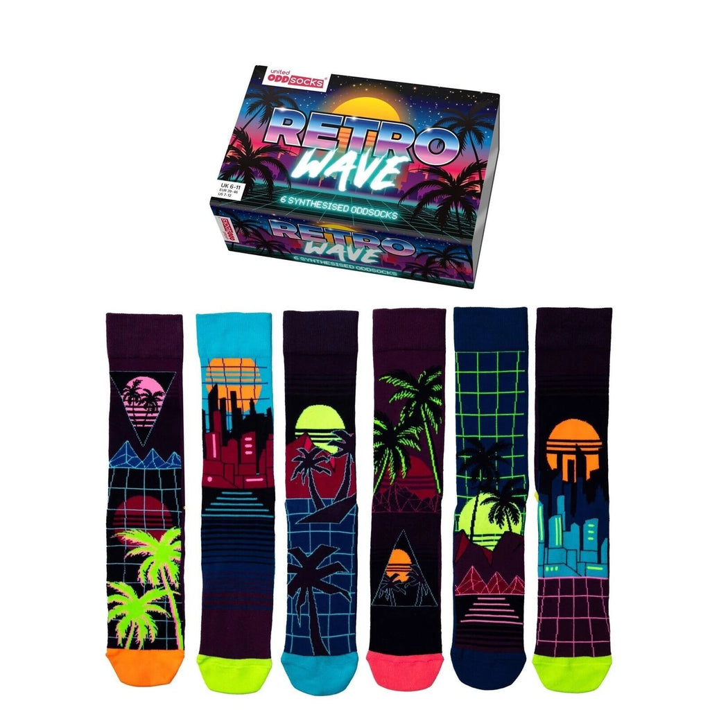 UNITED ODDSOCKS MENS RETRO WAVE COTTON BLEND SOCKS FOR MEN