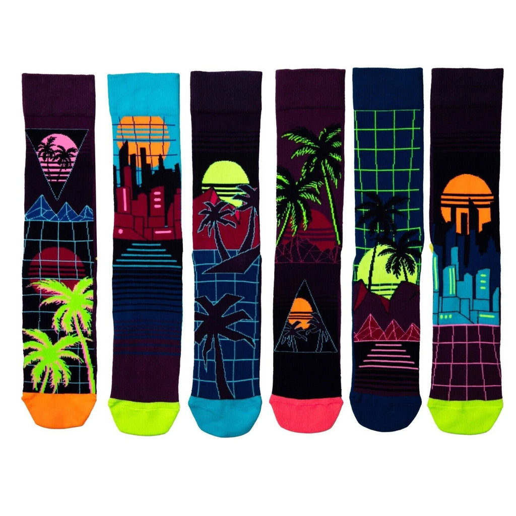 UNITED ODDSOCKS MENS RETRO WAVE COTTON BLEND SOCKS FOR MEN