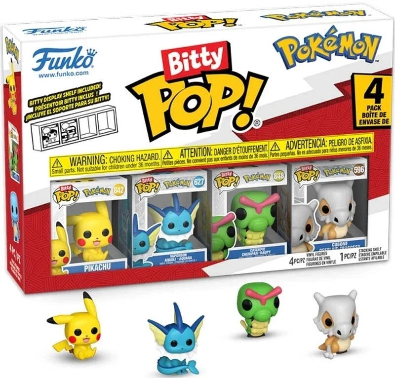 Funko Bitty POP! 4 Different Pokemon Pikachu Vaporeon Cubone