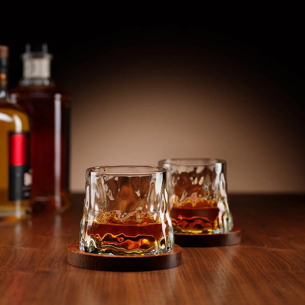 Rotating Whiskey Spinning Glasses with Coasters