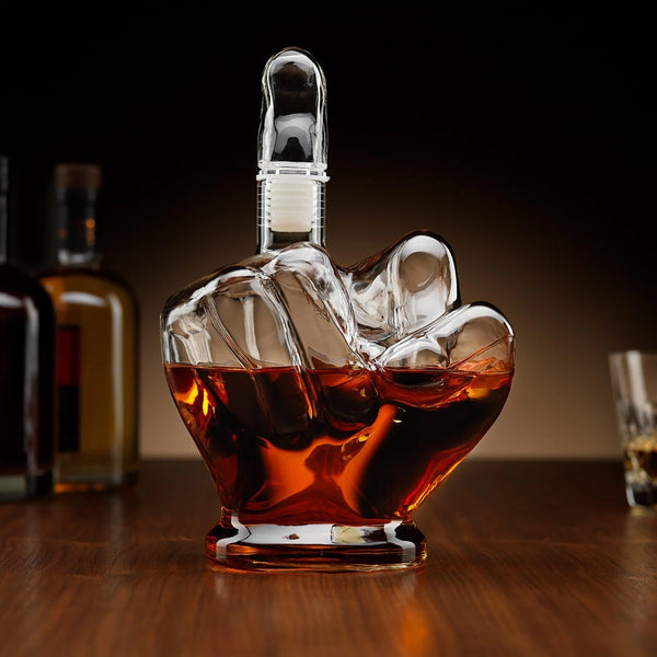 Middle Finger 1L Wine Liquor Whiskey Scotch Glass Decanter
