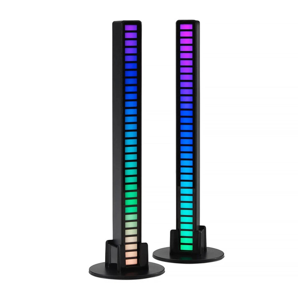 Twin Pack Sound Reactive LED Light Bars 18cm Tall Gamer Gadget Light Party USB