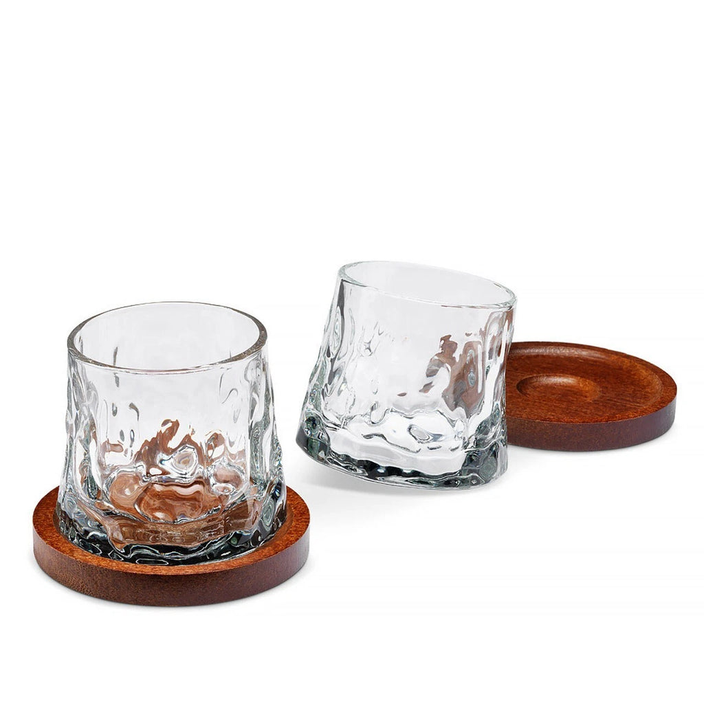 Rotating Whiskey Spinning Glasses with Coasters