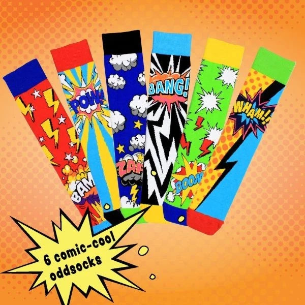 United Oddsocks Mighty Comic Multicolour Super Hero