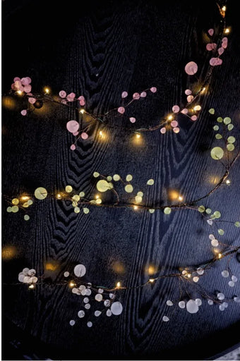Matt Crystal Blossom Pink Indoor Light Chain With Batteries