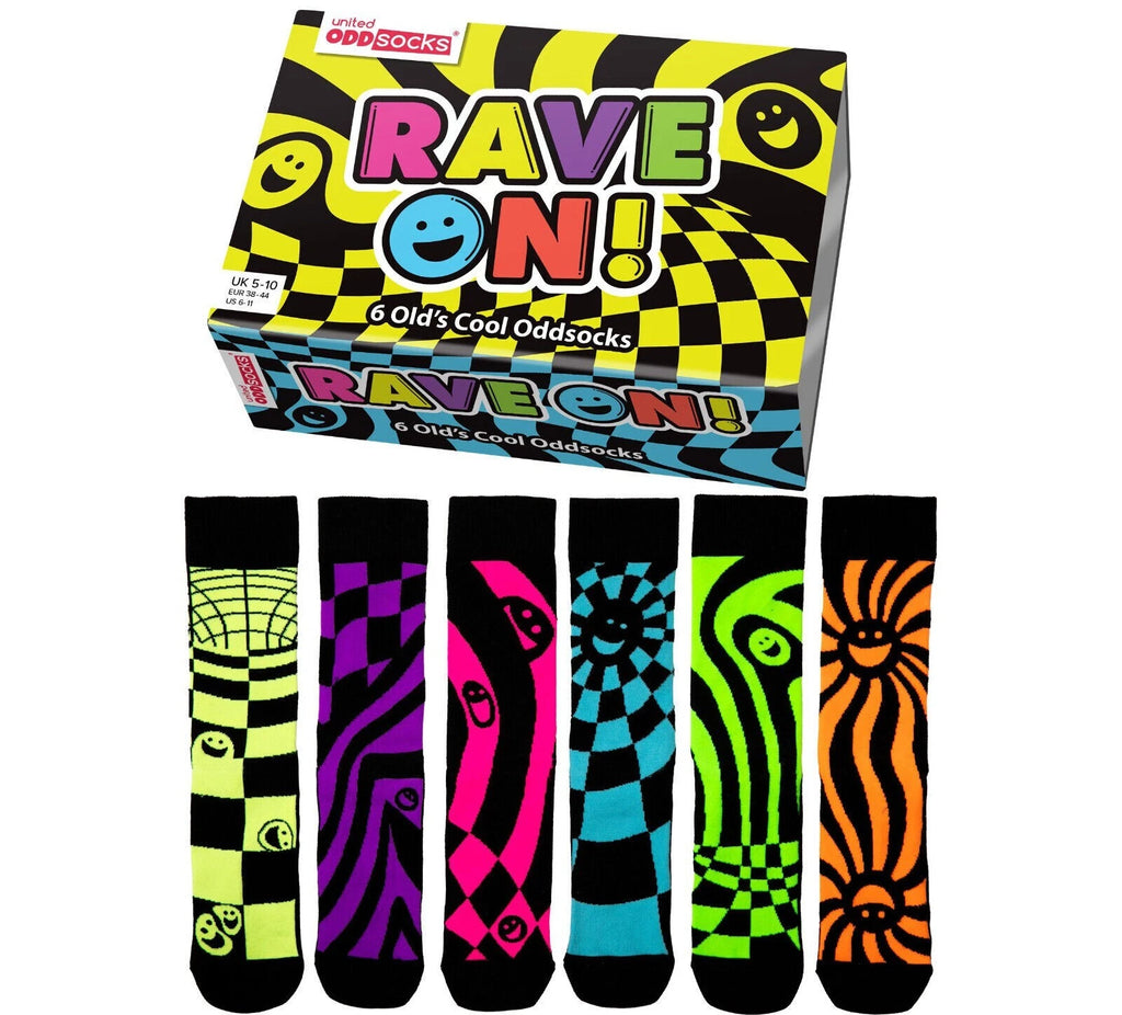 UNITED ODDSOCKS RAVE ON RETRO GIFT BOXED FUNKY SOCKS
