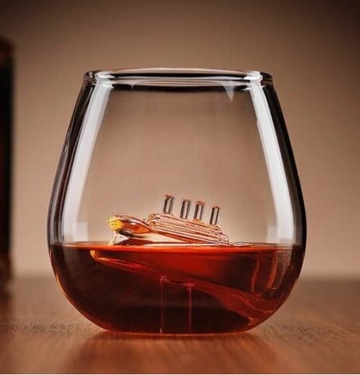 Ship in a glass whisky glass