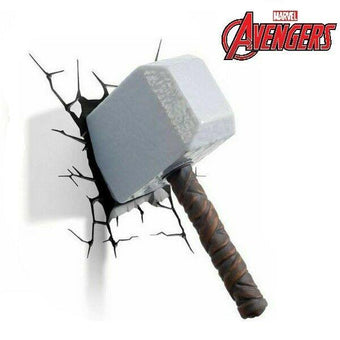 Marvel Avengers Thor 3D Hammer FX LED Wall Night Light Sticker Decoration Mount