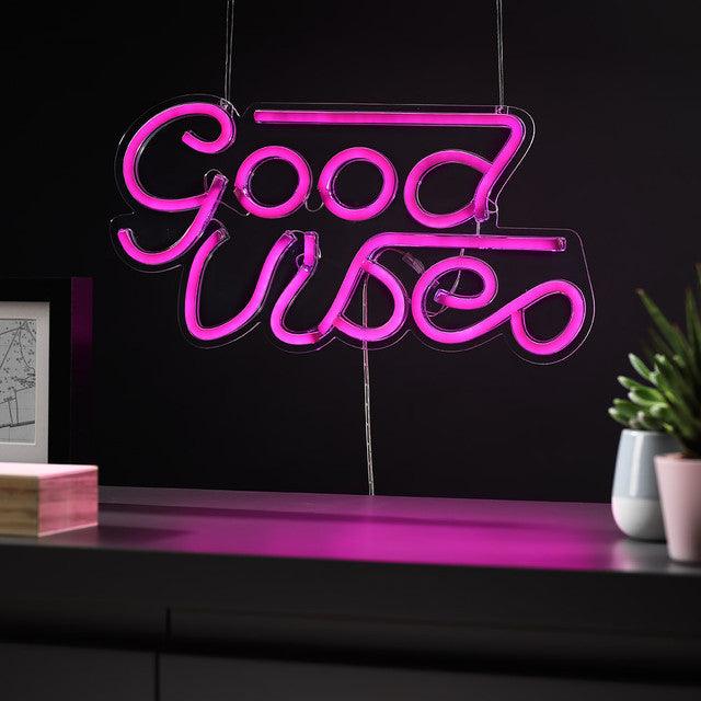 Good Vibes LED Neon Sign Light Wall Art Decor Hanging Lamp for Bar Home Party